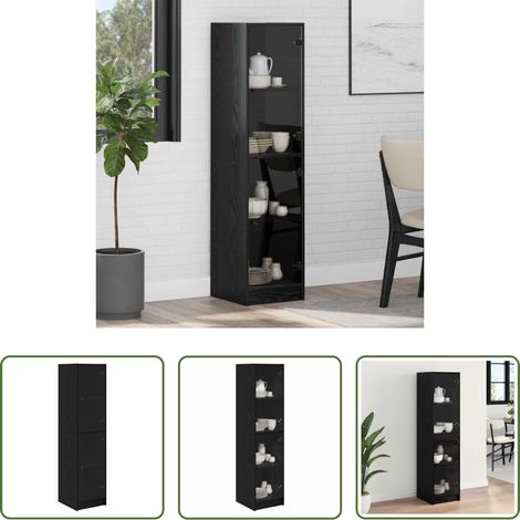 vidaXL Armoire chêne noir - Haut Armoire Chêne noir 35 x 37 x 142 cm Bois d'ingénierie (1/5)