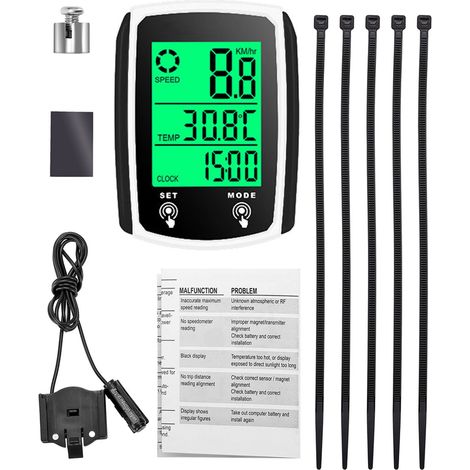 Compteur de vélo filaire à écran tactile avec compteur de vitesse et odomètre, étanche IPX6 et rétroéclairage pour VTT et vélos de route (1/5)