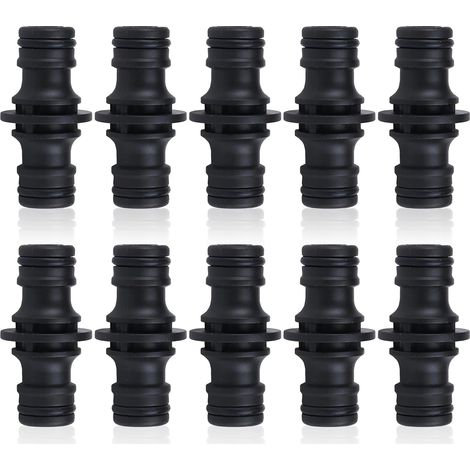 10 Stück 1/2 Zoll Doppelstecker, schnelle und einfache Montage für Gartenschlauch, schwarzer Schlauchverbinder für Gartenwerkzeug
