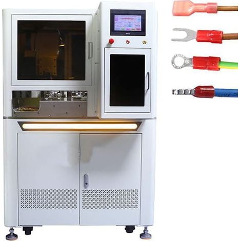 Machine à couper, dénuder et sertir pour cosses isolées, avec capot de protection (1/2)