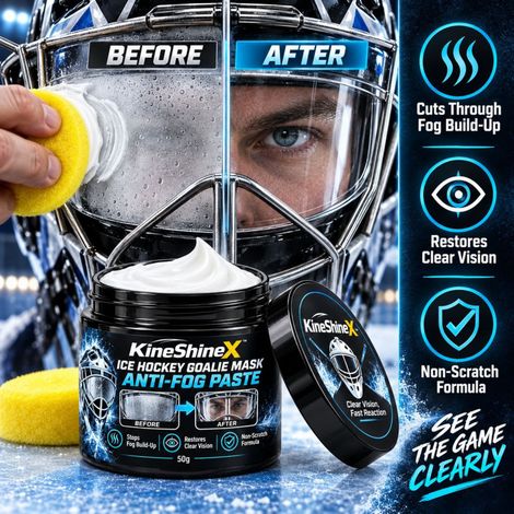 KineShineX Ice Hockey Goalkeeper Face Mask Anti-fog Cream, Ice Hockey Helmet Goggles Anti-fogging Cleaning and Care Cream (1/4)
