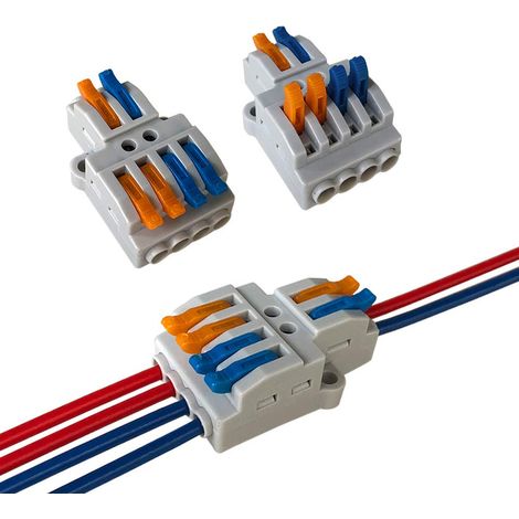 9 Pièces KV424 Levier-Écrou Fil Connecteurs, 2 in 4 out 6 Ports Conducteur Compact Fils Connecteurs, Compact Connecteur Ressort Bornier (1/4)