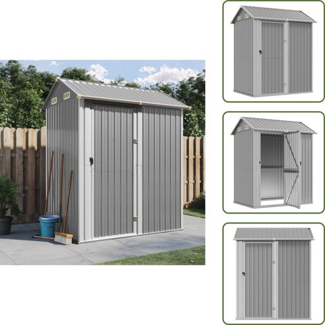 Attrezzi da giardino - vidaXL Casetta da giardino grigio chiaro 192x152,5x237 cm in acciaio zincato - Legna da ardere