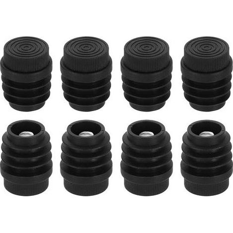 Set mit 8 verstellbaren Nivellierfüßen aus Kunststoff, M8 x 22 mm, für runde, schraubbare Möbelbeine an Tischen, Stühlen und anderen Möbeln, schwarz (1/5)