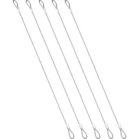 1.5mmD x 12"L Outdoor Travel Safety Cable, 5PCS 304 Stainless Steel Safety Cable with Buckles for Bike Motorcycle Home Decoration, Silver (1/5)