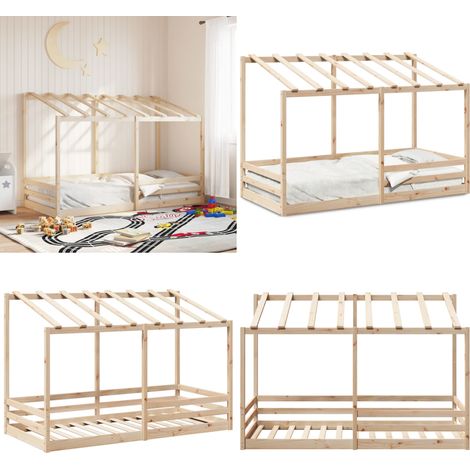 Kinderbett mit Dach Weiß 80x200 cm Massivholz Kiefer - Kinderbett - Holzbett - Kiefernholzbett - Weißes Kinderbett - Jugendbett - Home & Living (1/5)