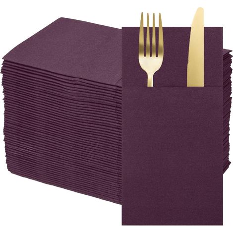 50 Serviettes En Papier Jetables Au Toucher Lin Violet (1/5)
