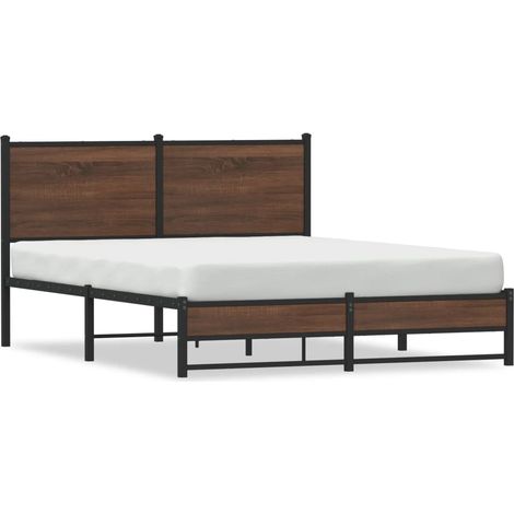 Lit double Lit adulte Cadre de lit en métal sans matelas chêne marron 140x190 cm (1/5)