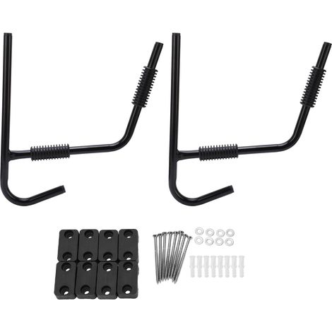 Support mural robuste pour kayak, rangement ordonné, métal noir démontable, étagère de garage pour abri. (1/5)