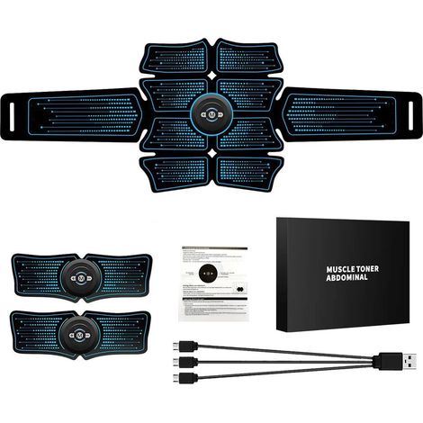 Wiederaufladbares EMS-Elektromassagegerät mit USB-Anschluss für die Bauchmuskulatur, ideal für Sport, Fitnessstudio und Heimtraining. – AquaForge