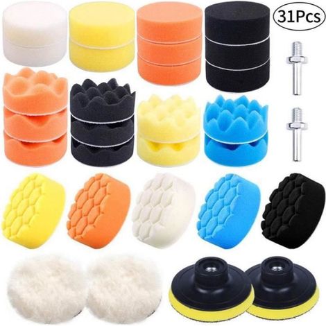 Tampon De Polissage - Éponge Pour Machine À Polir - Adaptateur M10 Inclus - Pour Voiture Meuble Parquet - Lot De 4 (1/4)