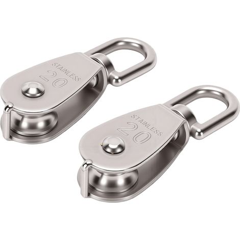 Bloc de poulie simple M20, 2 pièces, corde pivotante en acier inoxydable pour camping-car, bateau, Yacht, levage (1/5)