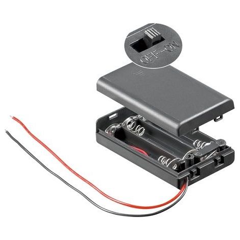 Portapilas para 3 pilas LR3 AAA con interruptor  Negro (1/4)