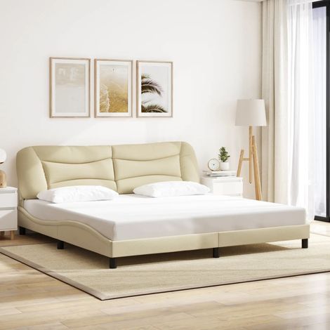 Bettgestell ohne Matratze "Hvar" Creme 200x200 cm Stoff vidaXL (1/5)