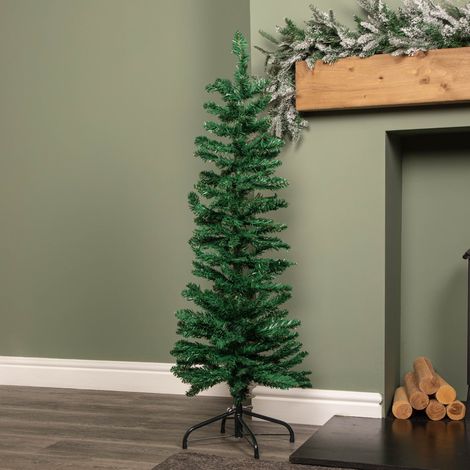 4ft (1.2m) Green Artificial Pencil Christmas Tree With Green Metal Stand and 168 Tips (1/5)
