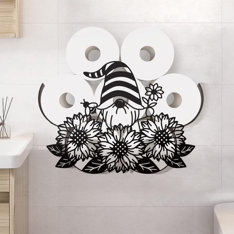 Sunflower Metallic Toilet Roll Holder, Decorative Metal Toilet Paper Storage for 8 Extra Rolls, Fun Freestanding Organizer (1/5)