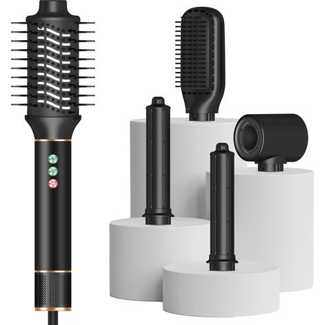 Cette brosse à air chaud multifonctionnelle 5 en 1, noire et à haute vitesse, répond aux normes européennes et peut être (1/5)