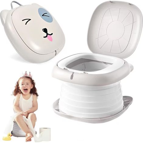orinal infantil plegable, ABS, cojín de PU, bolsa de almacenamiento, para viajes, camping, uso en exteriores e interiores. (1/5)