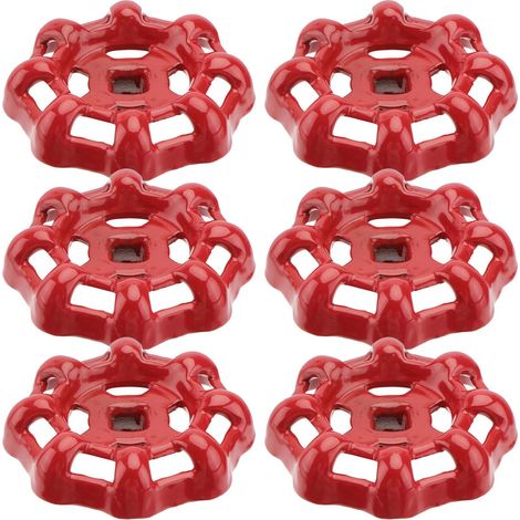 6 Pièces Poignée de Robinet en Fer Rouge Ronde 7x7 (1/5)