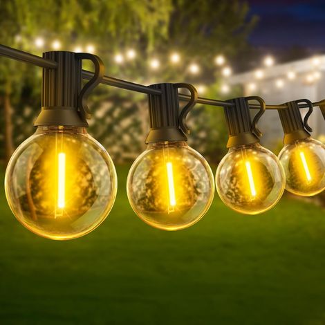 15M Guirlande Lumineuse Exterieure Guinguette Extérieur Lumières Exterieur Ampoule LED Lumiere Guirlandes Lumineuses Terrasse Jardin Electrique Girlandes d'extérieur Interieur Lumière Balcon