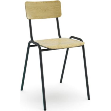 STIER Lot de 4 chaises empilables 450 × 385 × 390 mm, hêtre, cadre noir