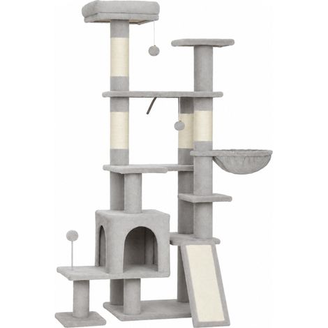 Arbre à Chat, Hauteur 152 cm, Taille L, Multi-Niveaux
Tour de Jeux pour Chats, avec Poteaux à Griffer, 2 Plateformes, 1 Niche, 1 Hamac, 3 Pompons (1/5)