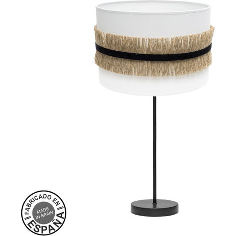 Sobremesa Alto 1xE27 Negro Blanco Yute 62x30x30cm ANGOLA