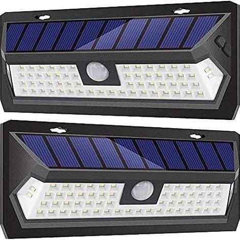Juego de 2 focos solares LED con 3 modos de iluminación, resistentes al agua IP65. (1/5)