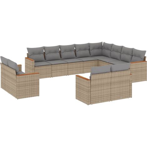 Maison Exclusive - 12-tlg. Garten-Sofagarnitur mit Kissen Beige P