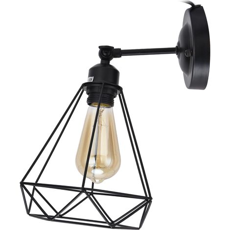 Vintage-Industrie-Wandleuchten-Set aus Schmiedeeisen, amerikanischer Stil, CE+UL-zertifiziert, nordisch-kreativ schwarz, E27, für Bar, Schlafzimmer, Restaurant, Café, Hotel, Spannung 85-250V, Lampensc (1/5)