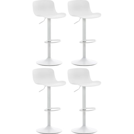 Set 4 sgabelli bar altezza regolabile e seduta girevole con seduta in plastica bianca e metallo bianco 100004491