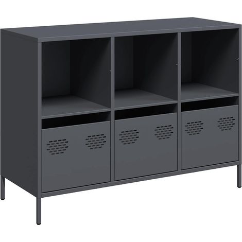 Buffet,Bahut,Meuble de Rangement anthracite 101,5x39x73,5 cm acier laminé à froid CFW65491 (1/5)