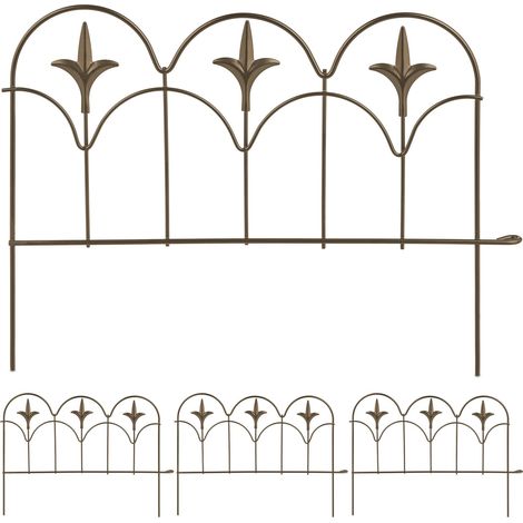 Relaxdays Beeteinfassung, 4er Set, Metall, HxB: je 28 x 38,5 cm, Beetumrandung für Garten, Zierzaun zum Stecken, bronze
