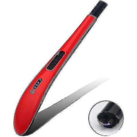 Briquet à arc électrique rechargeable USB sans flamme pour bougies, idéal pour la maison, la cuisine, le barbecue et le camping (GuanGuan-Rouge). (1/5)