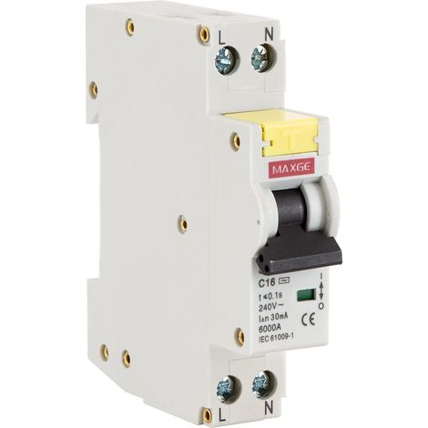 Interruttore Doppio DPN (Magnetotermico + Differenziale) Residenziale 1P+N 6-32 A 6kA Curva C MAXGE  10 A