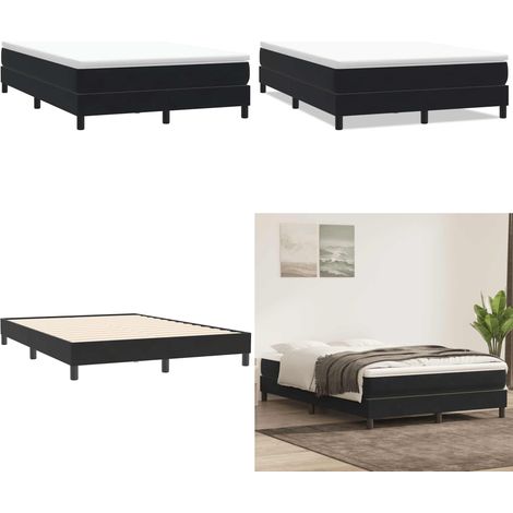 Giroletto a Molle senza Materasso Nero 140x210 cm in Velluto - Letto in velluto - Materasso a molle