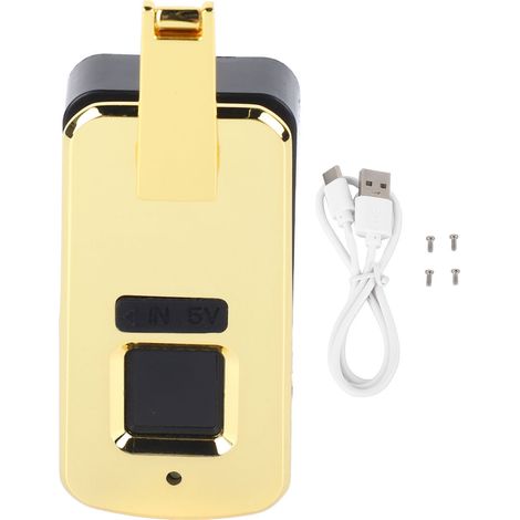 Serrure à empreinte digitale [Marque] Mini Cadenas intelligent Aluminium doré 3.7V pour valise sac voyage compact sécurisé (1/5)