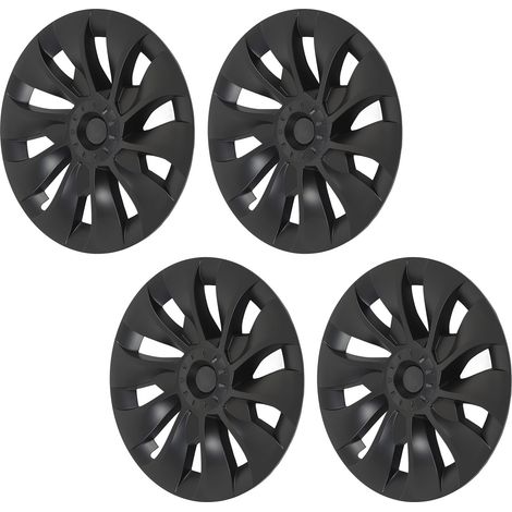 Lot de 4 enjoliveurs de roue 18 pouces noir mat, style sportif et élégant, pour Tesla Model 3 (2017-2023) (1/5)