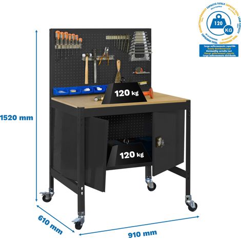 Simonrack Banco da lavoro in metallo antracite robusto