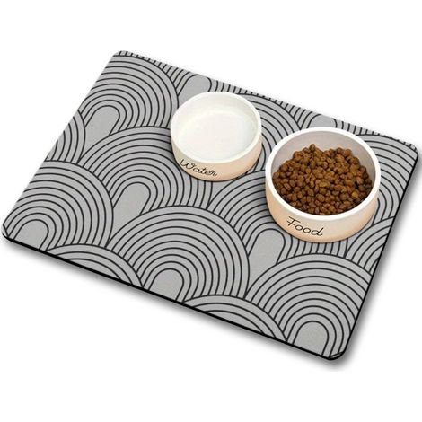 1 tapis absorbant pour gamelles de chien et chat, séchage rapide, 50×30 cm, épaisseur 0,6 cm, gris clair (1/5)