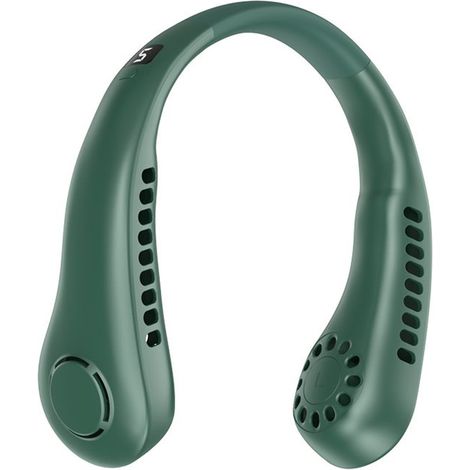 Ventilador de cuello portátil, 5000 mAh, recargable por USB, ventilador personal para el cuello, 5 velocidades (verde) (1/5)