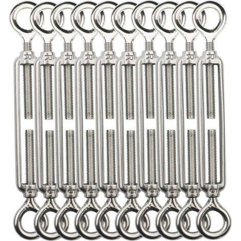 pair Tendeur Fil De Fer,M5 Tendeurs De Fil,Tendeur De Cable Crochet Et Crochet,Tendeurs De Cable En Acier Inoxydable 304,Utilisé Pour Cordes À Linge,Suspendre,Cable De Garde Corps -10 Pièces OO