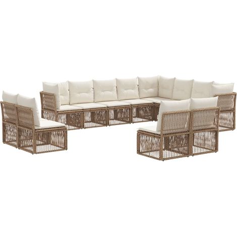 Gartensofa-set 12 pcs Beige Poly-Rattan vidaXL