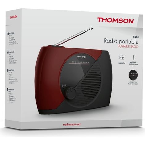 Radio FM Portátil Analógica Thomson
Ya sea en la cocina, en la oficina o incluso al aire libre, la radio portátil Thomson RT353 es una radio muy moder