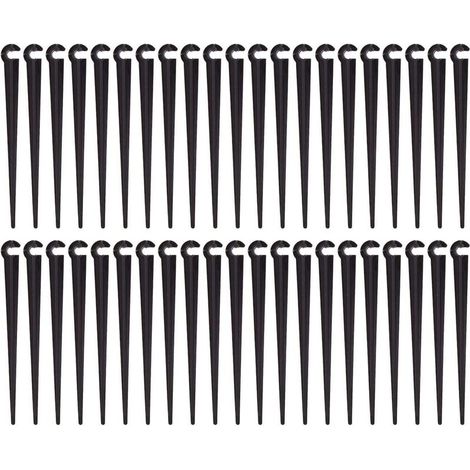 Lot de 100 piquets de support en plastique pour tuyau d'irrigation goutte à goutte (1/5)