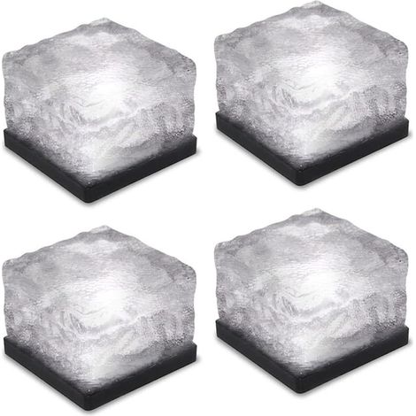 Lot de 4 lampes solaires en forme de rocher de glace, étanches IP68, pour la décoration de jardin. (1/5)