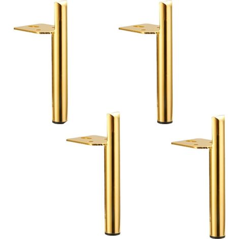 4 Pcs Pieds de Meuble Moderne Pieds de Armoire de Rechange Pieds pour Table Lit avec Vis Doré - 13cm