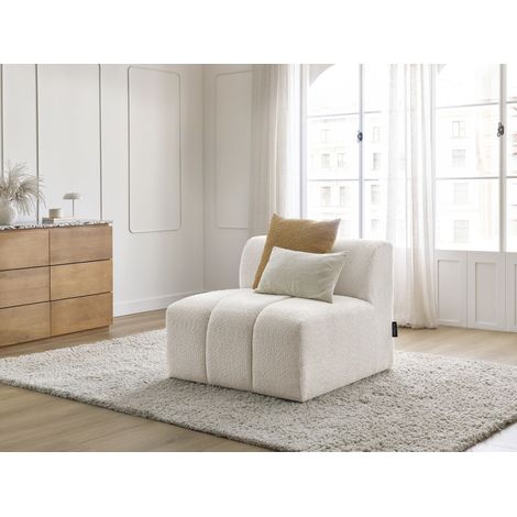 BOBOCHIC - Chauffeuse 1 place pour canapé modulable ANNECY tissu bouclette Blanc (1/5)