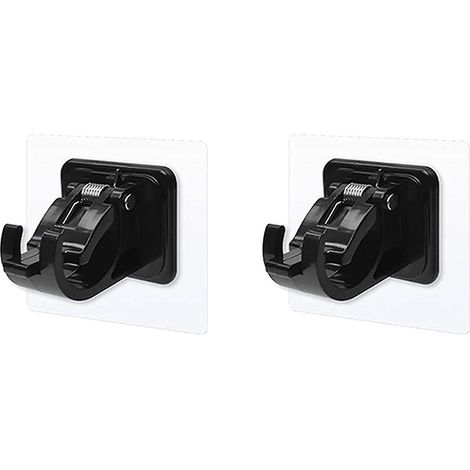 2 supports de tringle à rideaux/porte-serviettes autocollants transparents, sans traces, 2 crochets de barre sans clous, noirs (1/5)