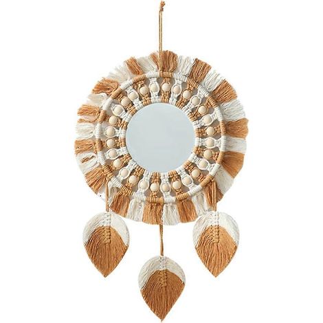 Boho-Wandspiegel, handgewebt aus Baumwollseil
